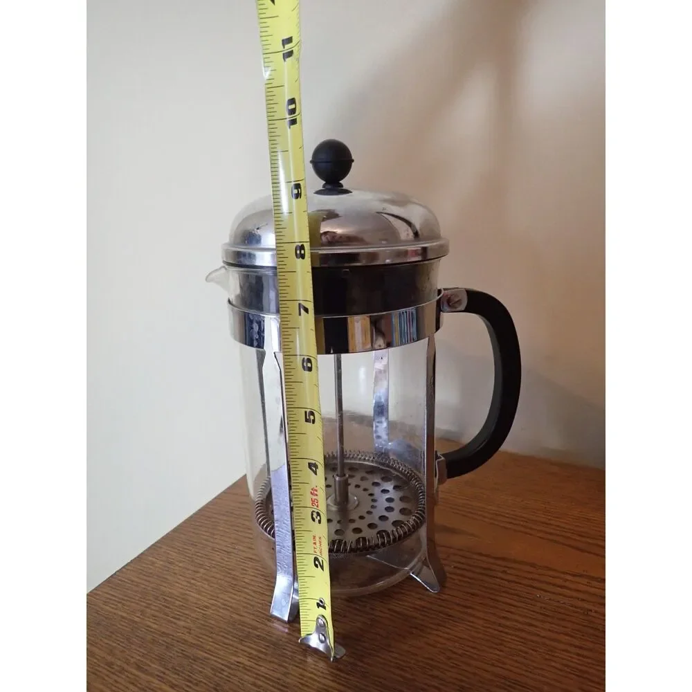 Bodum French Press Coffee Maker Clear Glass Plunger Manual Silver Black